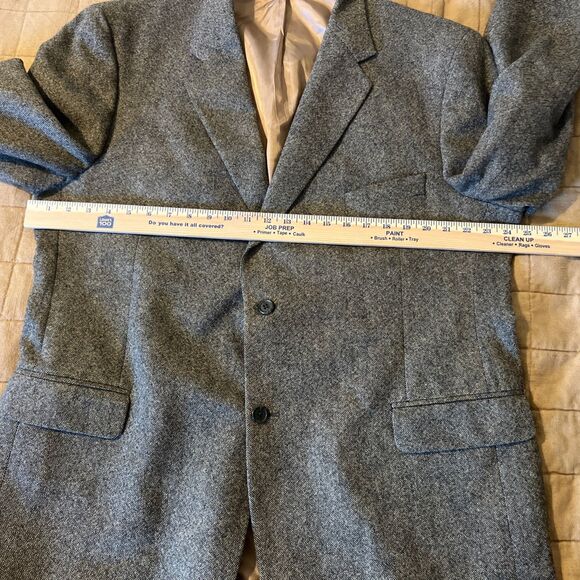 Stafford Blazer Jacket Mens 48 Long Brown Wool Tweed Elbow Patch Classic Preppy - Picture 9 of 15